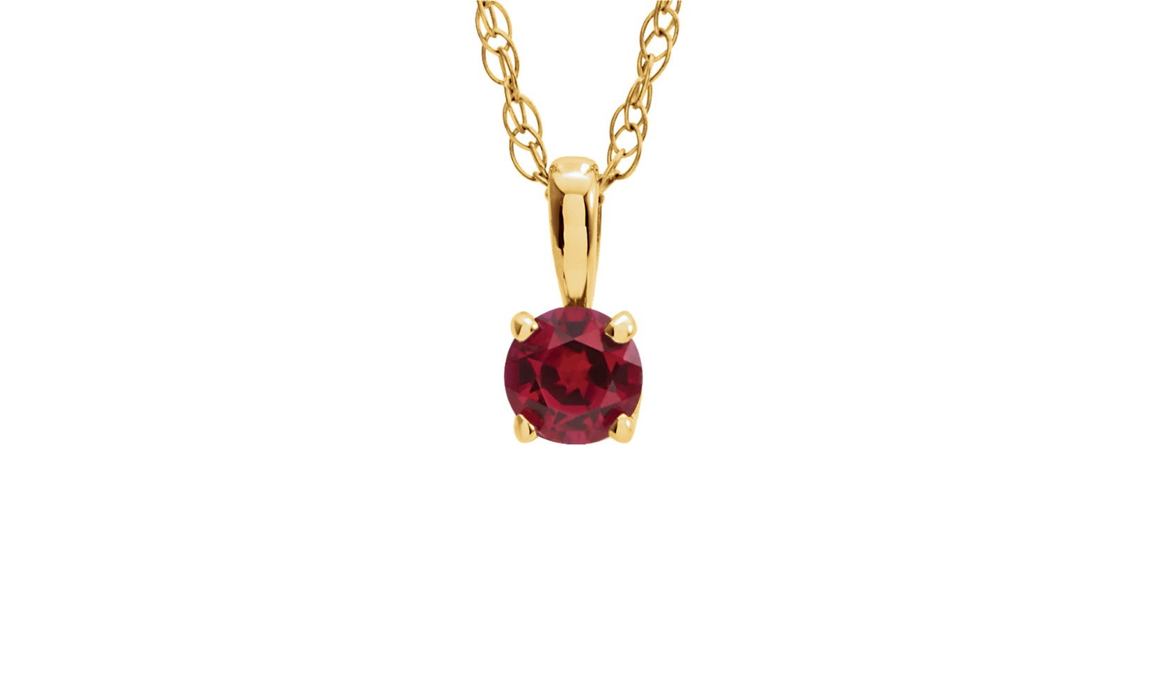 14k yellow gold plated 3 Cttw Round Ruby 18 Inch Necklace.