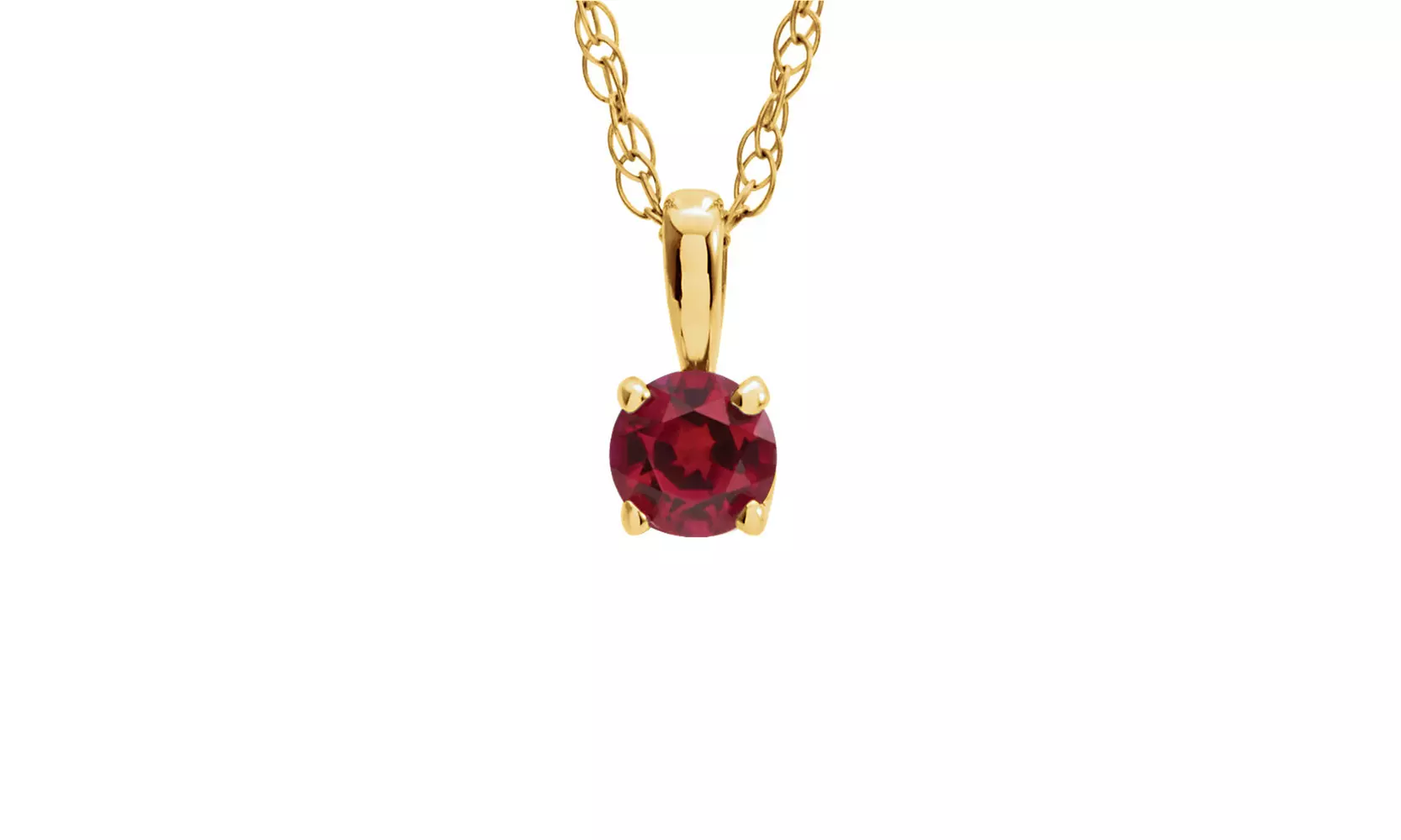 14k yellow gold plated 3 Cttw Round Ruby 18 Inch Necklace. - Primary Image