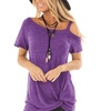 Image 2: Women's Cold Shoulder T Shirts Twist Knot Tunics Tops
