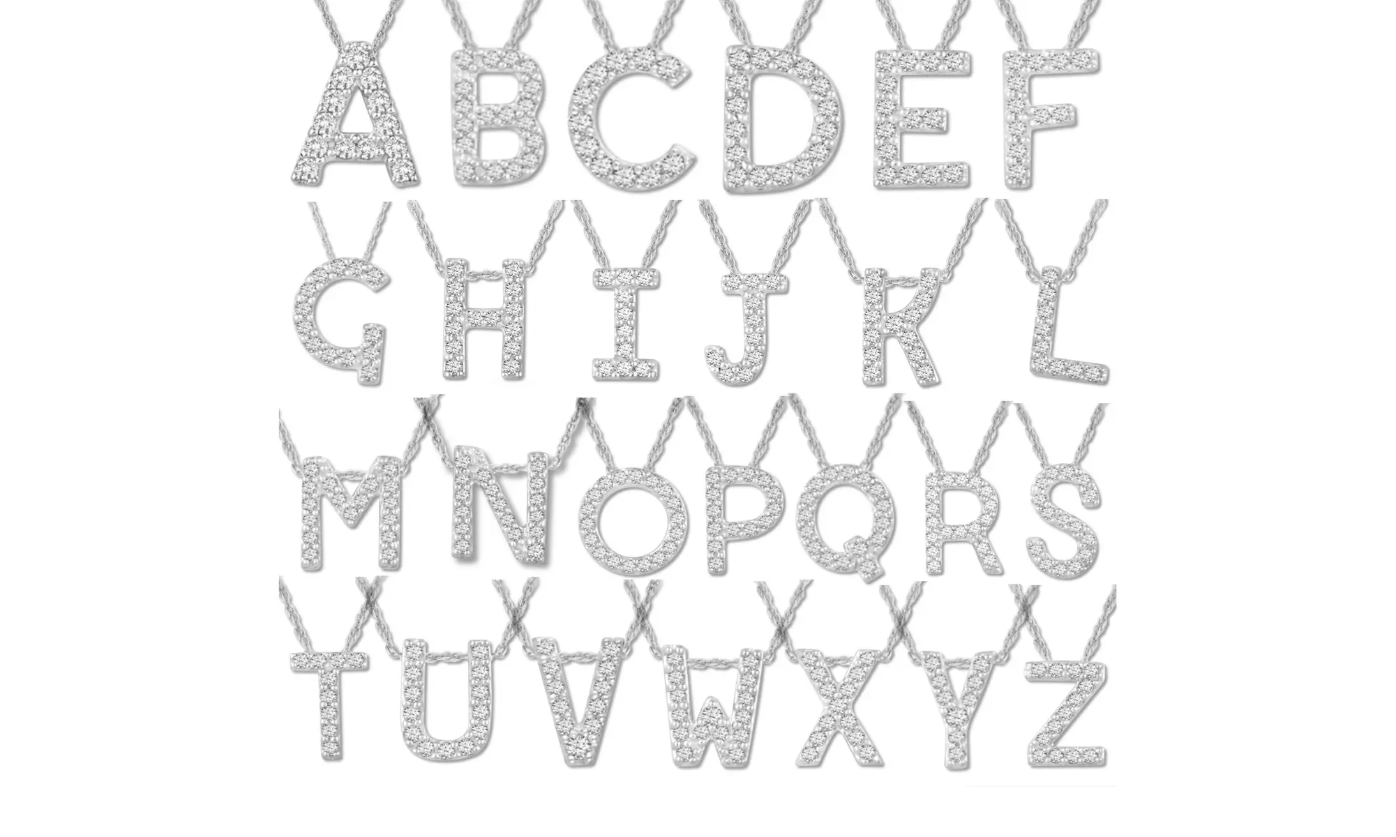 10K White Gold Plated Letter Initial Pendant Necklace - Primary Image