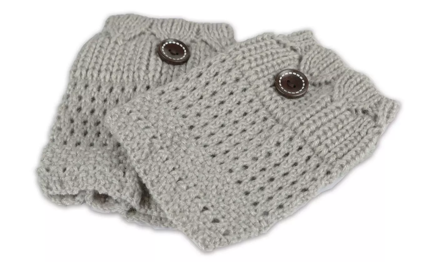 iMounTEK Women's Winter Crochet Knit Boot Button Sock Topper Cuff Leg Warmers