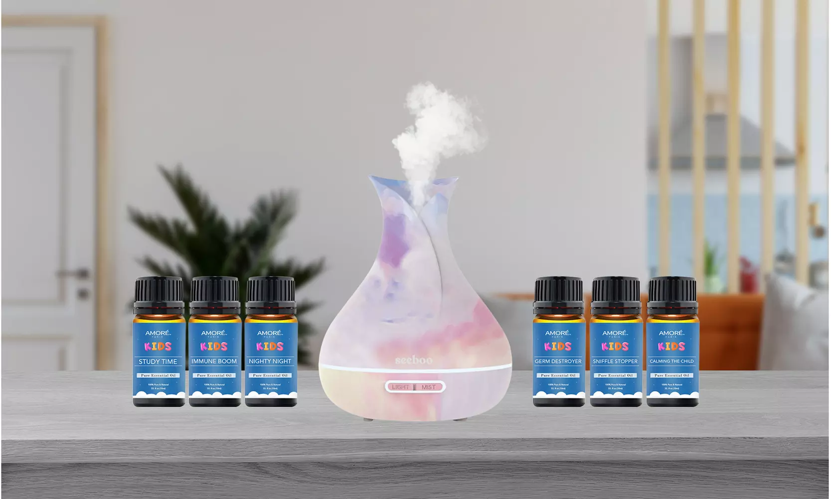 Amore Paris Ultrasonic Aromatherapy Oil Diffuser with Optional Essential Oils