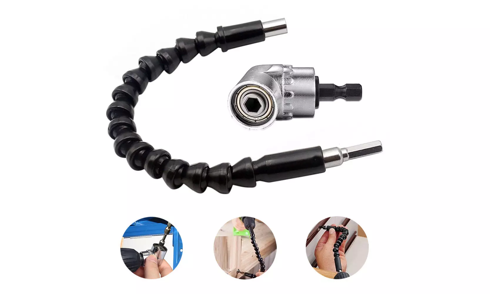Right Angle Drill and Flexible Angle Extension Bit Kit for Drill & Screw 1/4" - Primary Image