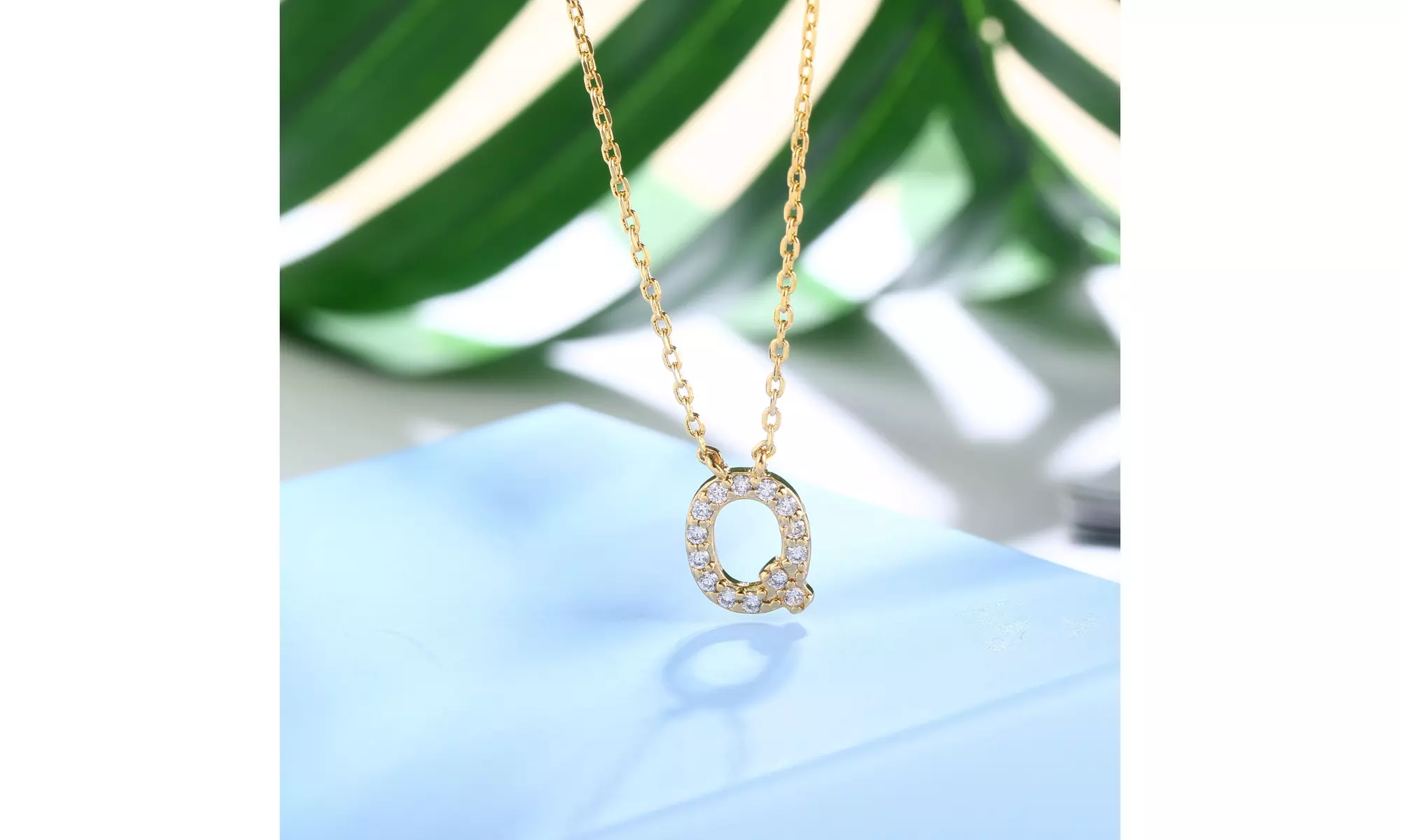 18K Gold Plated cz Initial Necklace