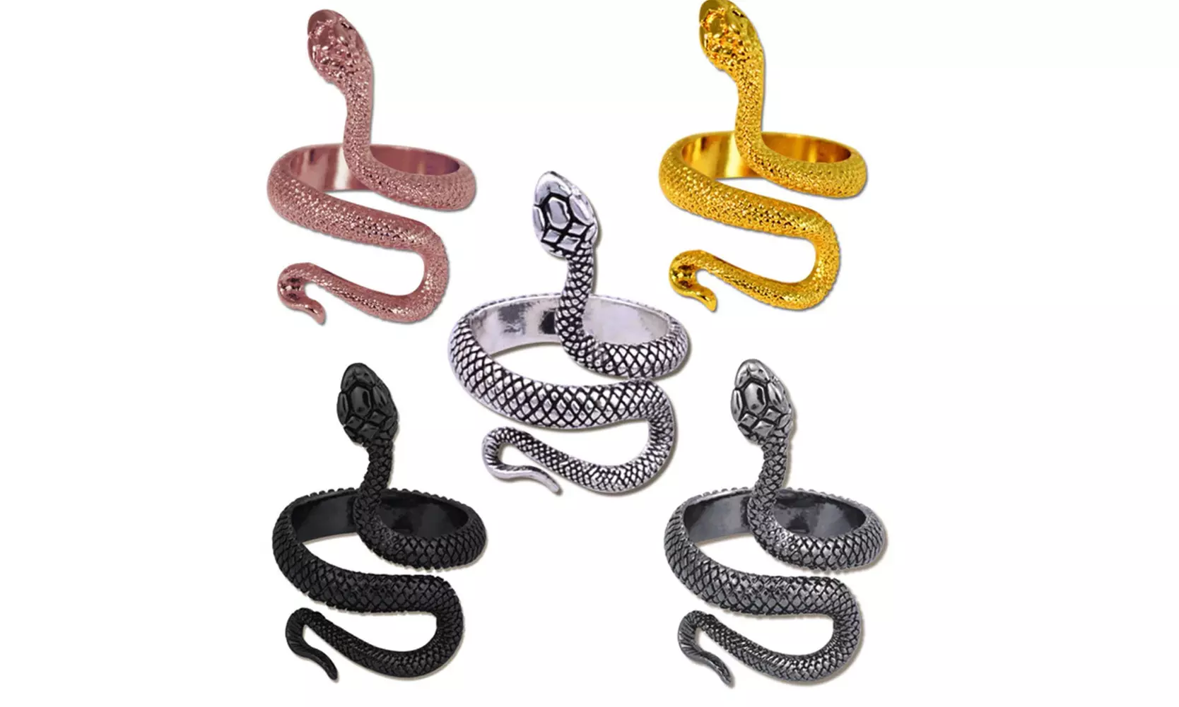 US 1-2 Stainless Steel Ring Snake Gothic Jewelry Retro Animal Adjustable Unisex