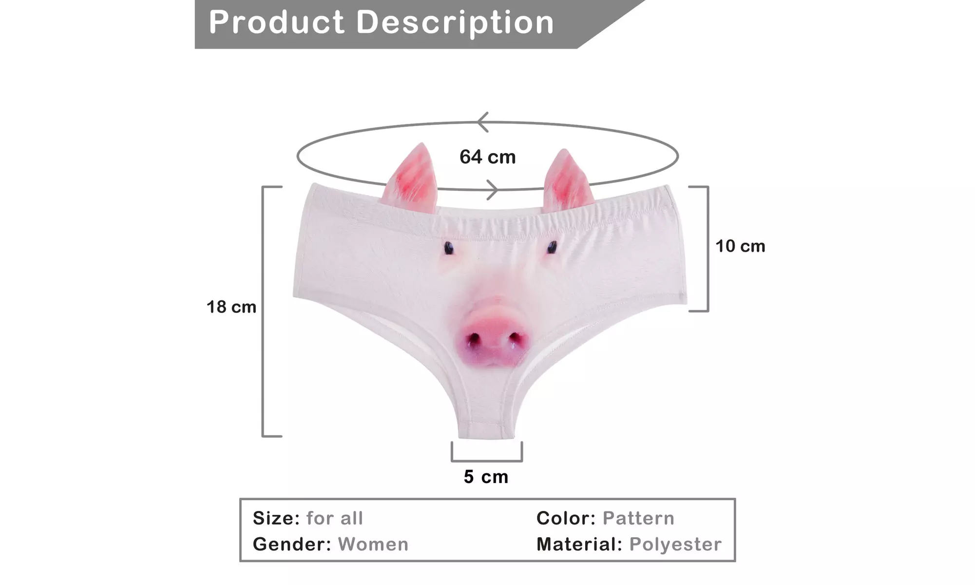 Cute Pig Underwear / Pig Panties with ears - Second Medium