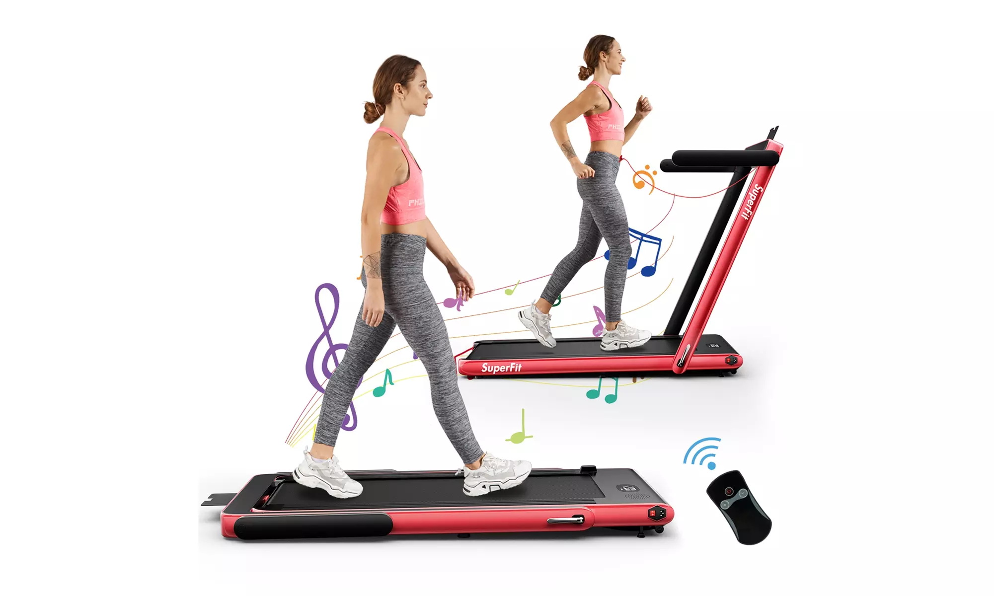 Superfit 2.25HP 2 in 1 Folding Treadmill Speaker Home Gym