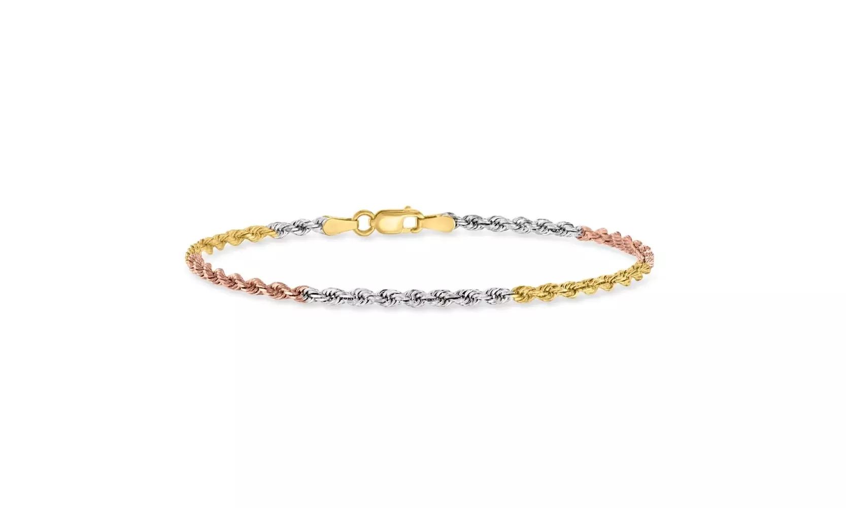 Italian 925 Sterling Silver Tri Color Anklet 9 or 10 Inch  