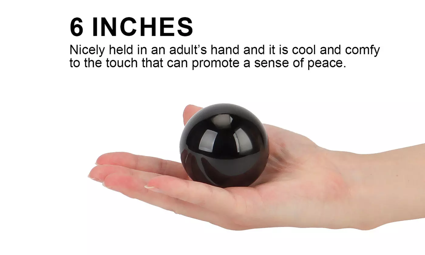 6"  Sphere Black Crystal Ball Healing Rainbow Stone Home Decor