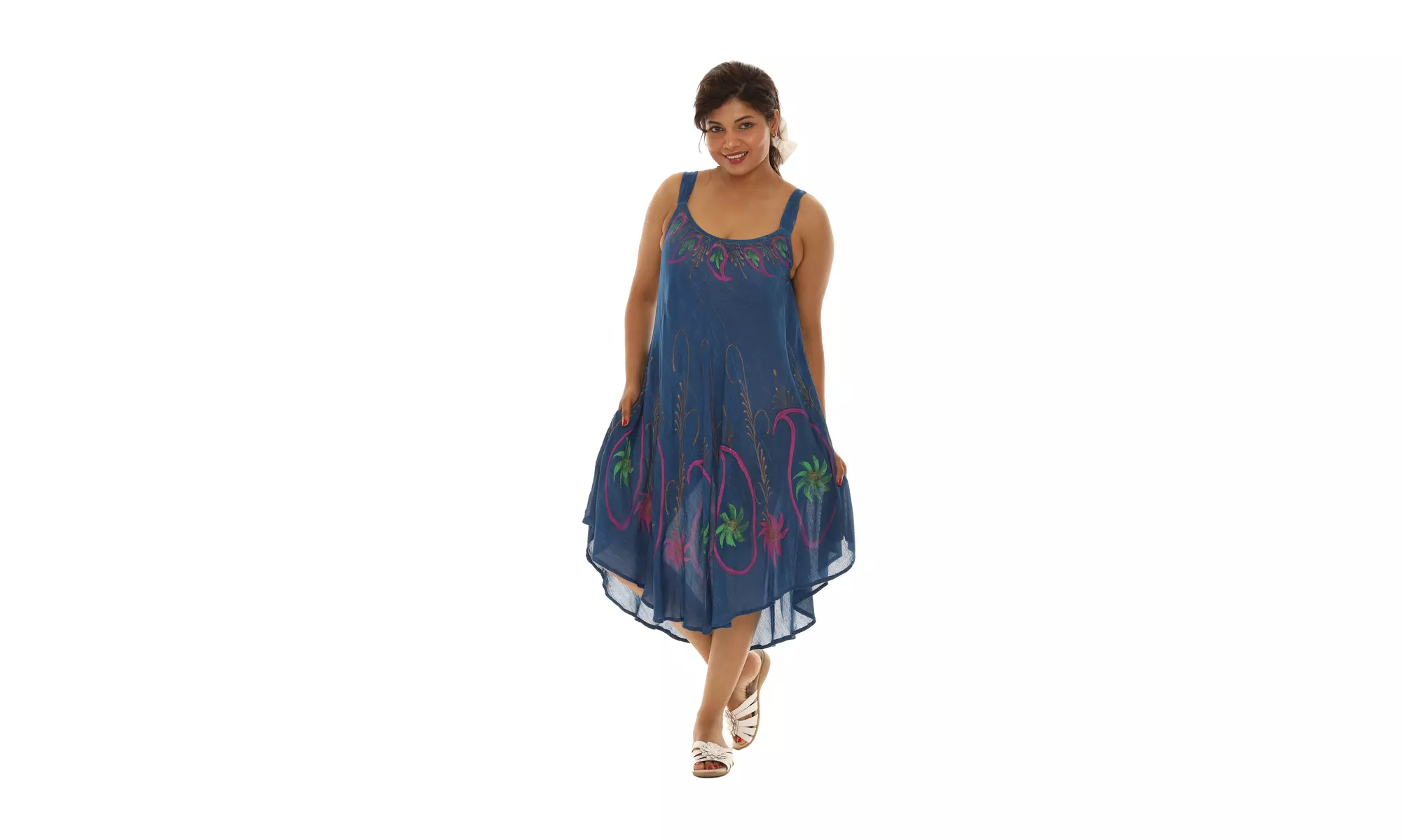 Brush Paint Skinny Strap Sleeveless Dress