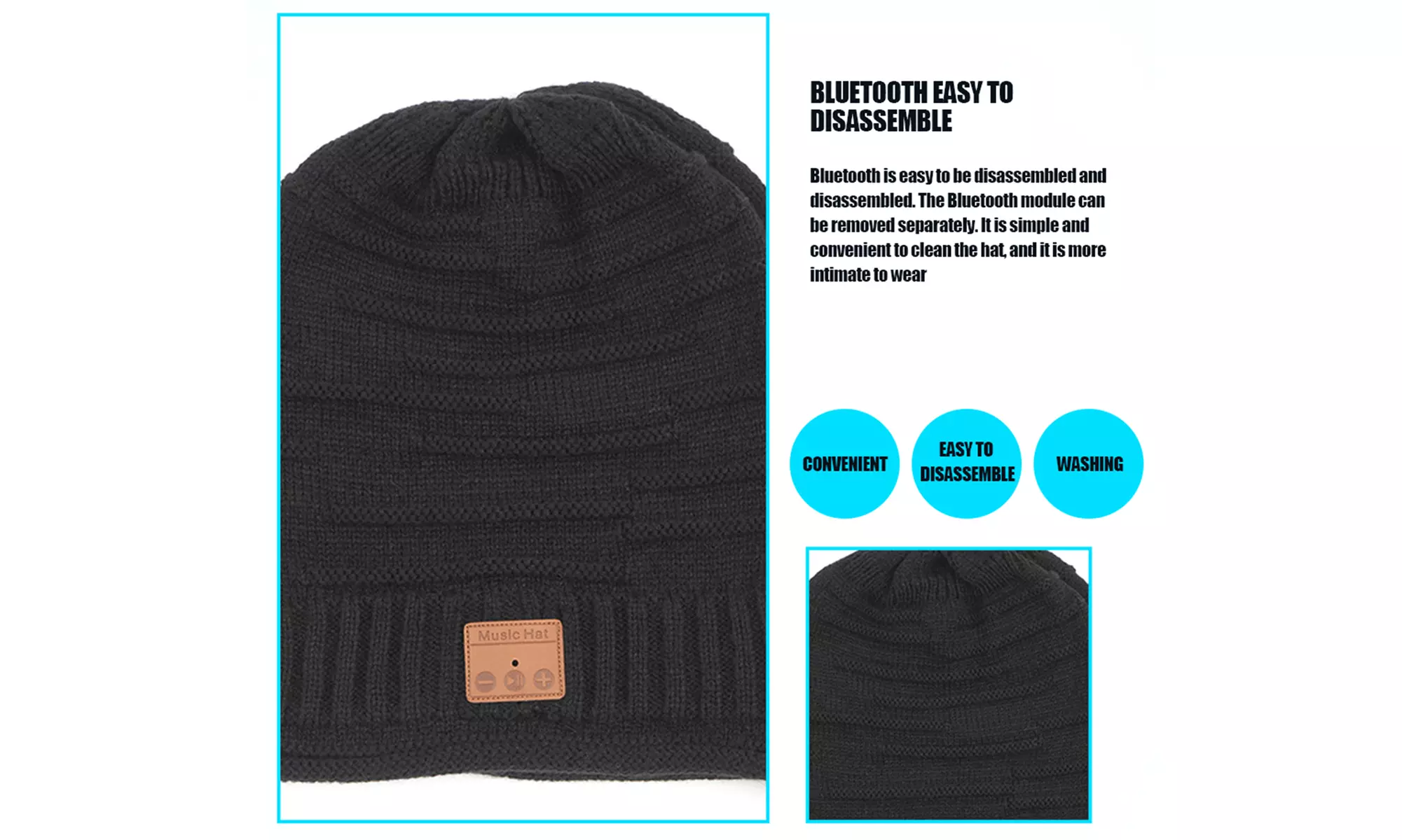 Wireless Bluetooth Beanie Hat Winter Warm for Built-in HD Stereo Speaker and Mic