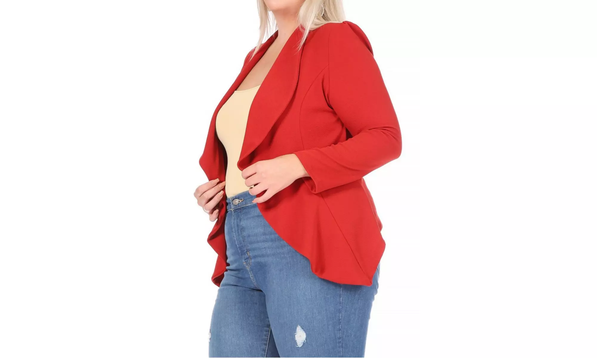 Women's Solid Plus Size Long Sleeves Blazer Jacket