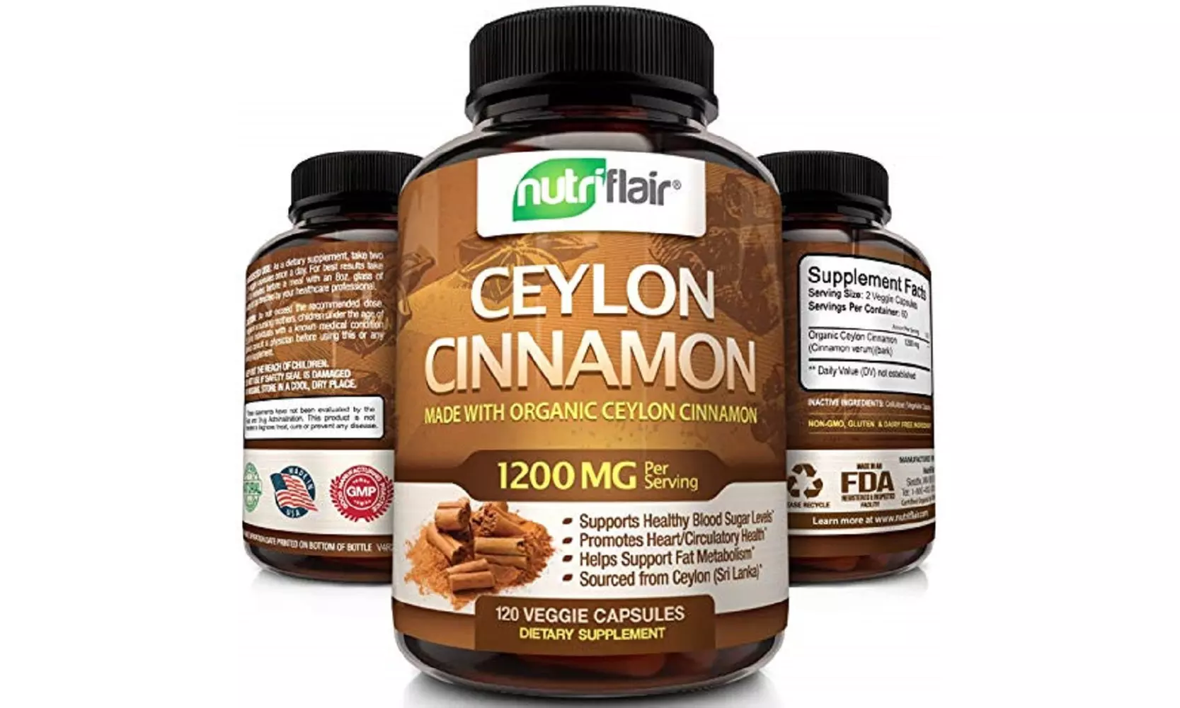 NutriFlair Ceylon Cinnamon (made with ORGANIC CEYLON CINNAMON)1200mg per Serving - Second Medium