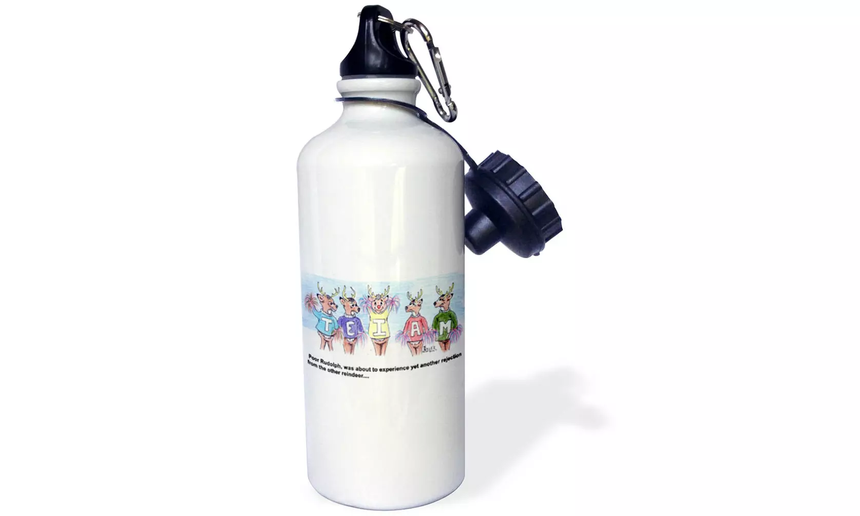  Water Bottle Kevin Edler Cartoon about Rudolphs Troubles for Christmas  - Primary Image