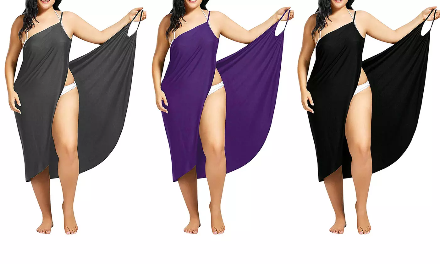 Women Swimwear Scarf Beach Cover Up Wrap Sarong Sling Skirt Maxi Dress Plus Size - Primary Image