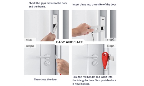 Portable Door Lock Solid Heavy Duty Door Lock For Additional Safety (2-Pack) Red (2-Pack)