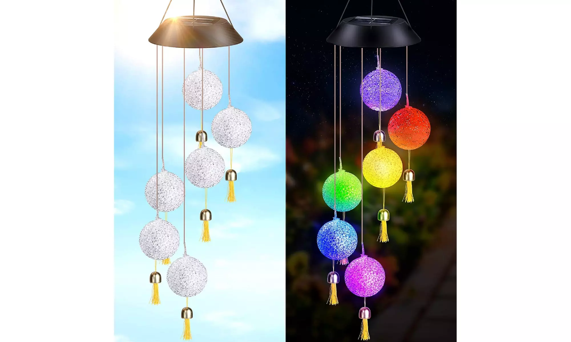 Large LED Solar Wind Chime Lights Color-Changing Outdoor Hanging Decor Bells