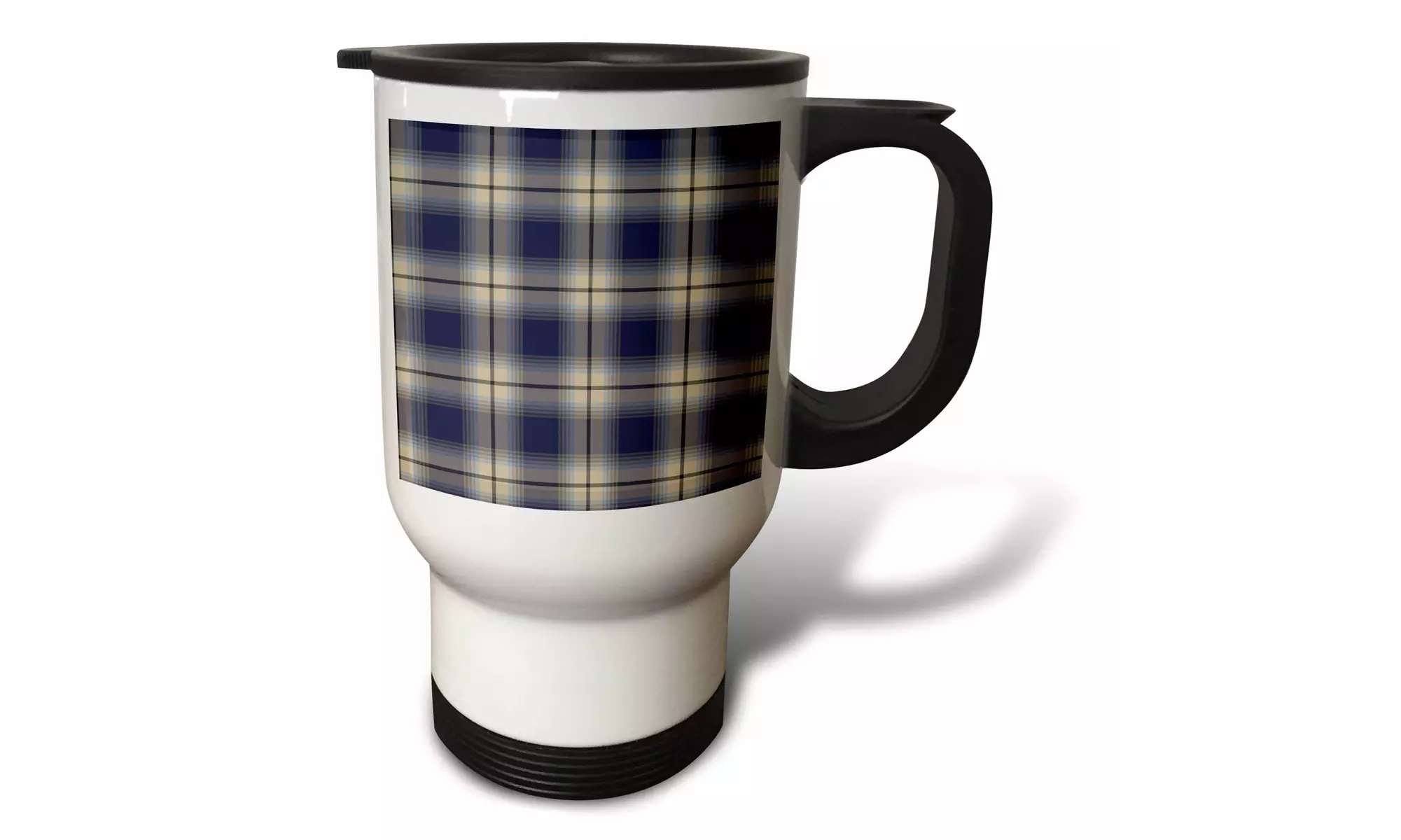  Travel Mug Dark Blue Plaid - 14oz  - Primary Image