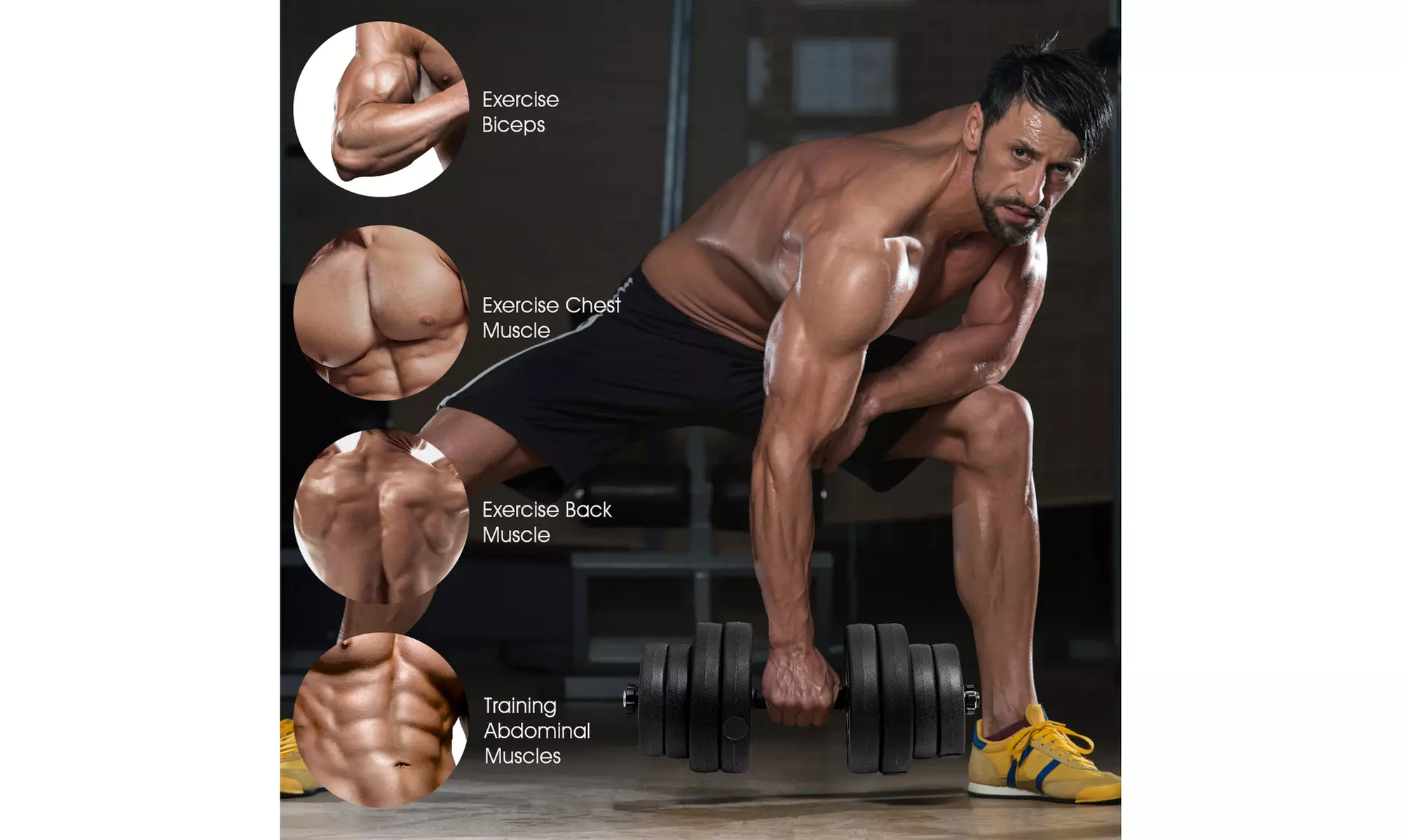 Costway 66 LB Dumbbell Weight Set Fitness 16 Adjustable Plates Workout