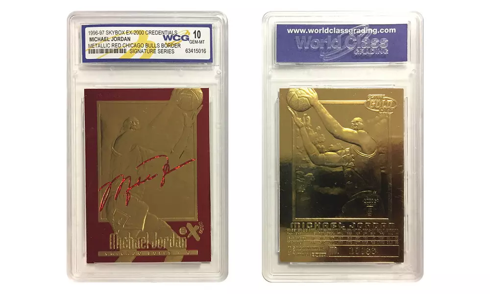 1996-97 Michael Jordan RED Skybox EX-2000 Credentials 23KT Gold Card Gem Mint 10 - Primary Image