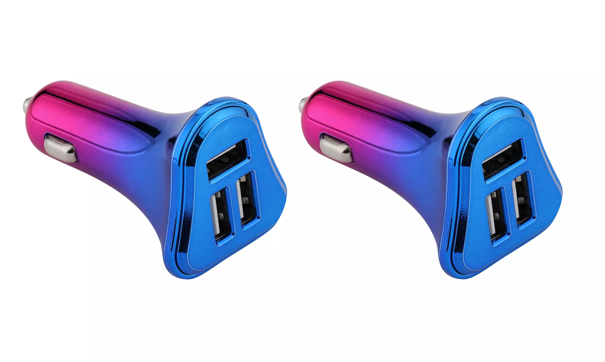 LAX Iridescent Chrome 3 Port USB Car Charger (1, 2, or 3 pack)