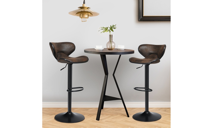 Costway Set Of 2 Adjustable Bar Stools Swivel Bar Chairs Pub Kitchen ...