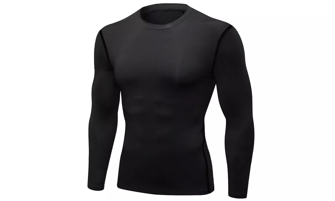 Men's Thermal Long Sleeve Compression Shirts Athletic Base Layer Top - Second Medium