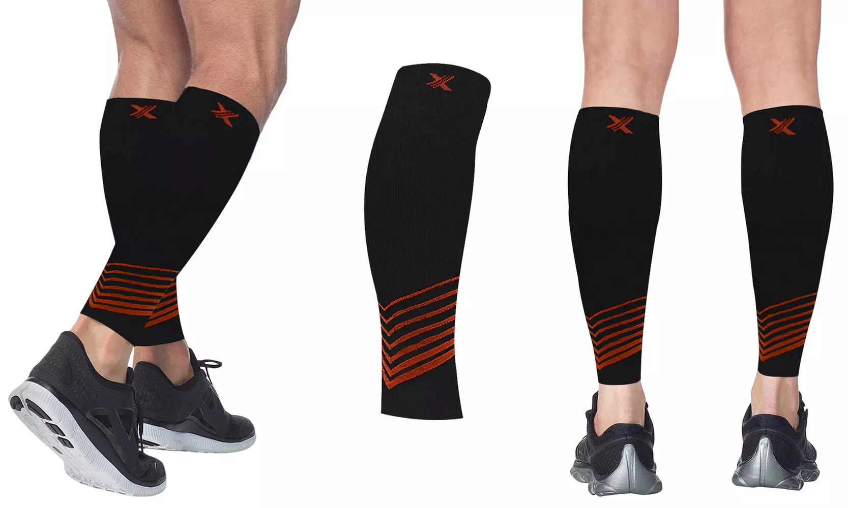 Pain Relief Support and Recovery Striped Calf Compression Sleeves Set (1-Pair)