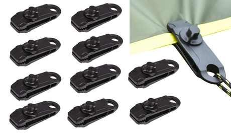 10X Reusable Tent Tarp Tarpaulin Clips Clamp Buckle Heavy Duty Camping Tool 10 Black