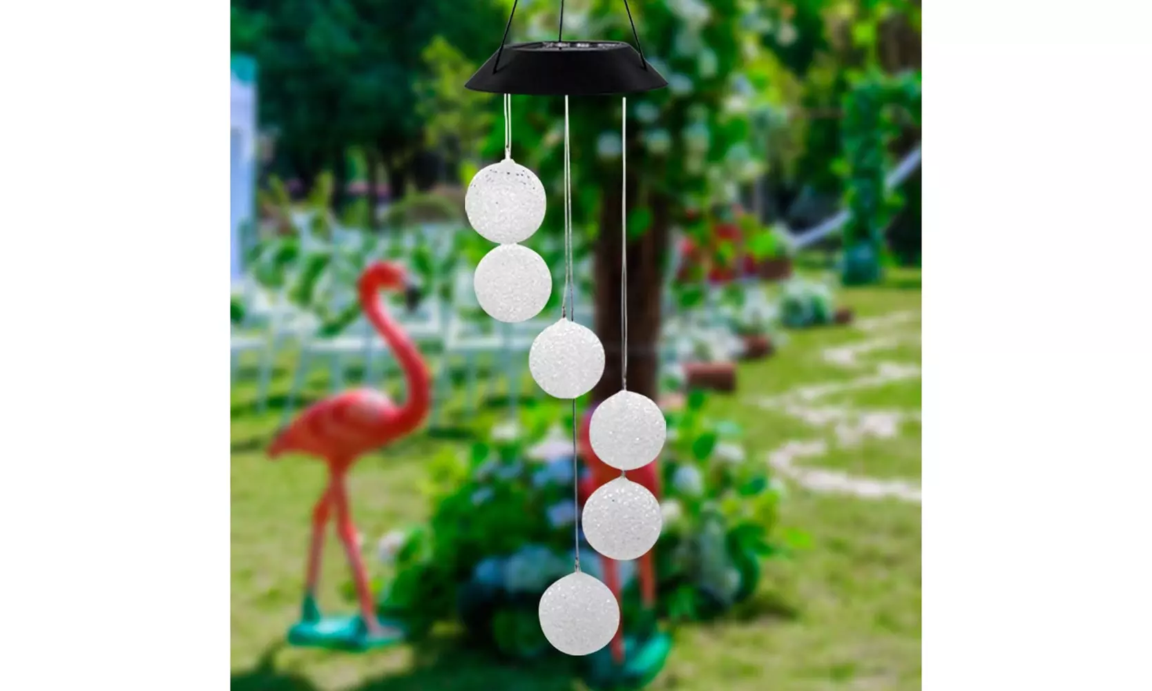 2 Pack Solar Crystal Ball Wind Chime, Color Changing