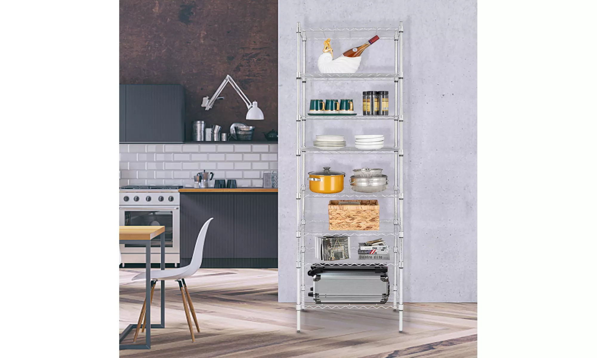 8-Tier Wire Shelving Unit Steel Storage Rack 24"W x 14"D x 71"H - Second Medium