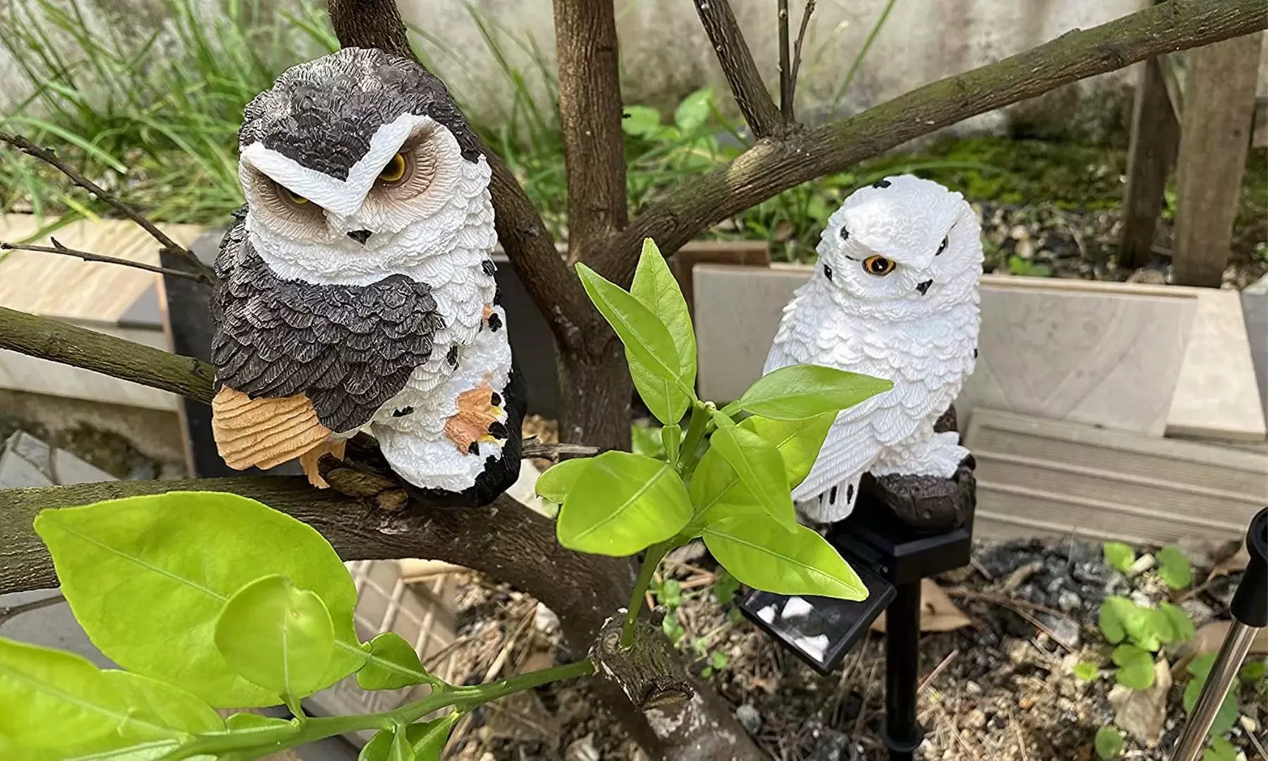 2 Pack Solar Lights Outdoor Owl Solar LED Lights Solar Owl Decor Stake Lights