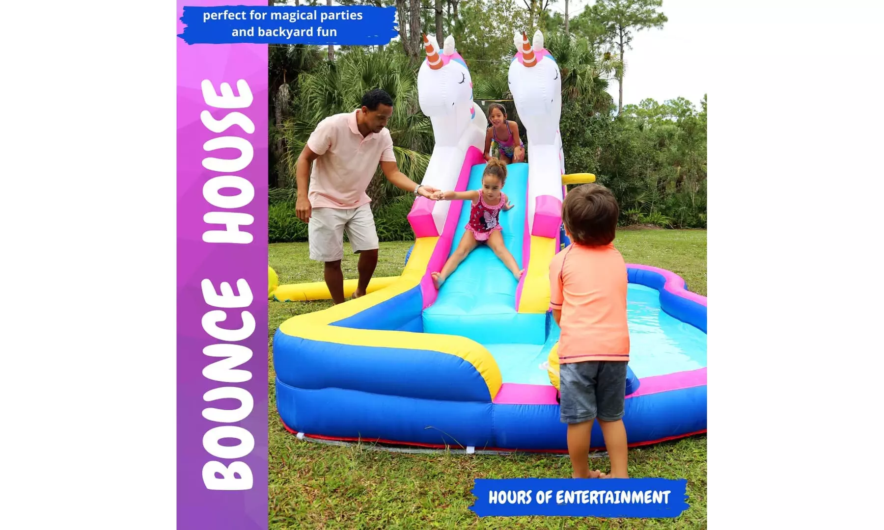 Inflatable Unicorn Slide with Side Pool - Air Pump Included - Second Medium