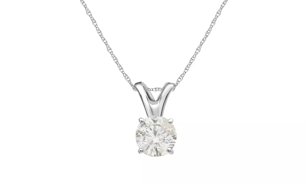 3/4 CTTW Diamond Solitaire Pendant in 14K Solid Gold by DiamondMuse - Primary Image