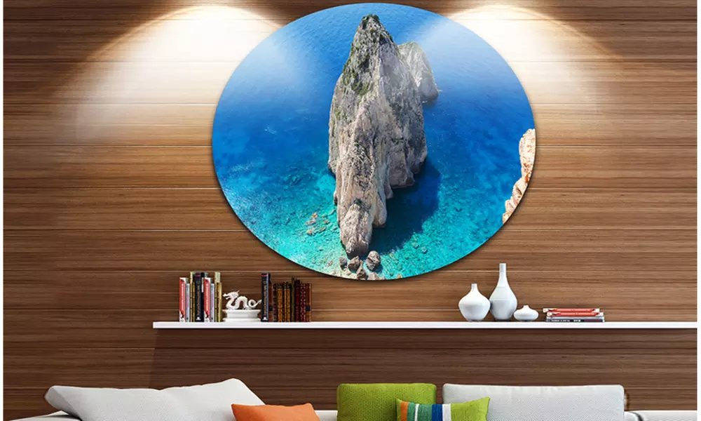 Zakynthos Beautiful Rocky Coast' Extra Large Seashore Metal Circle Wall Art - Primary Image