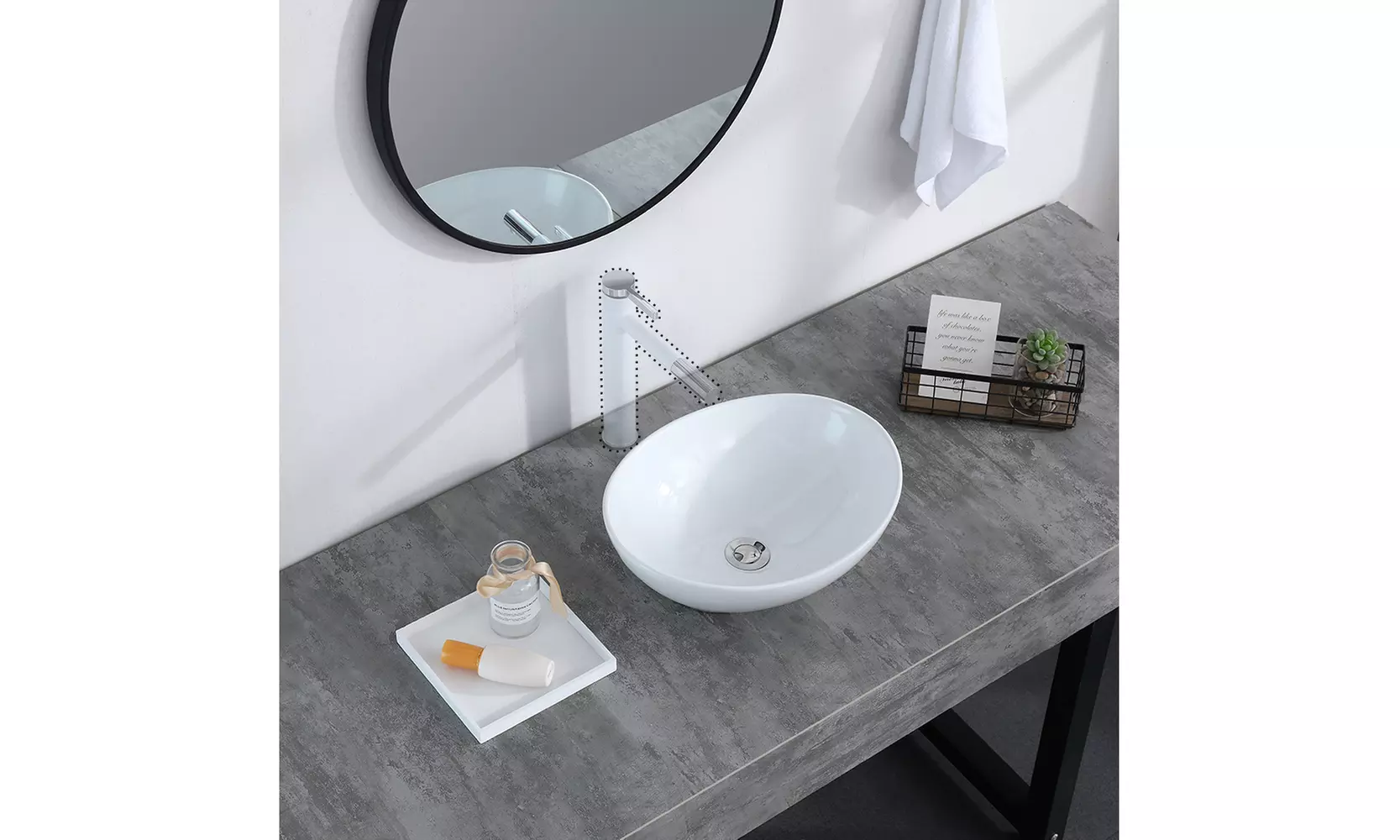 Bathroom Above Counter Egg Shape Oval Bowl Ceramic Vessel Vanity Sink Art Basin - Primary Image