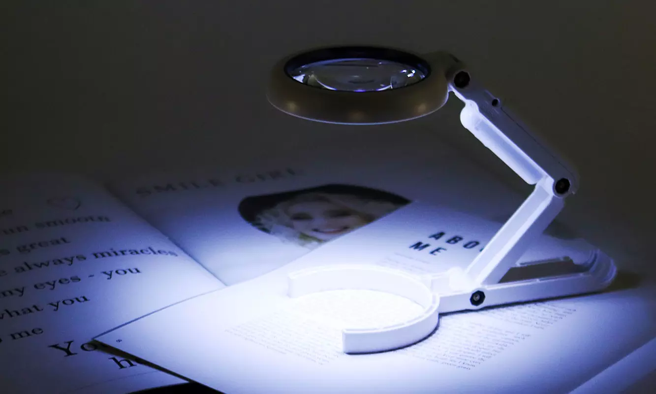 2 in 1 Lightweight Magnifying Glass with Light and Stand - Primary Image