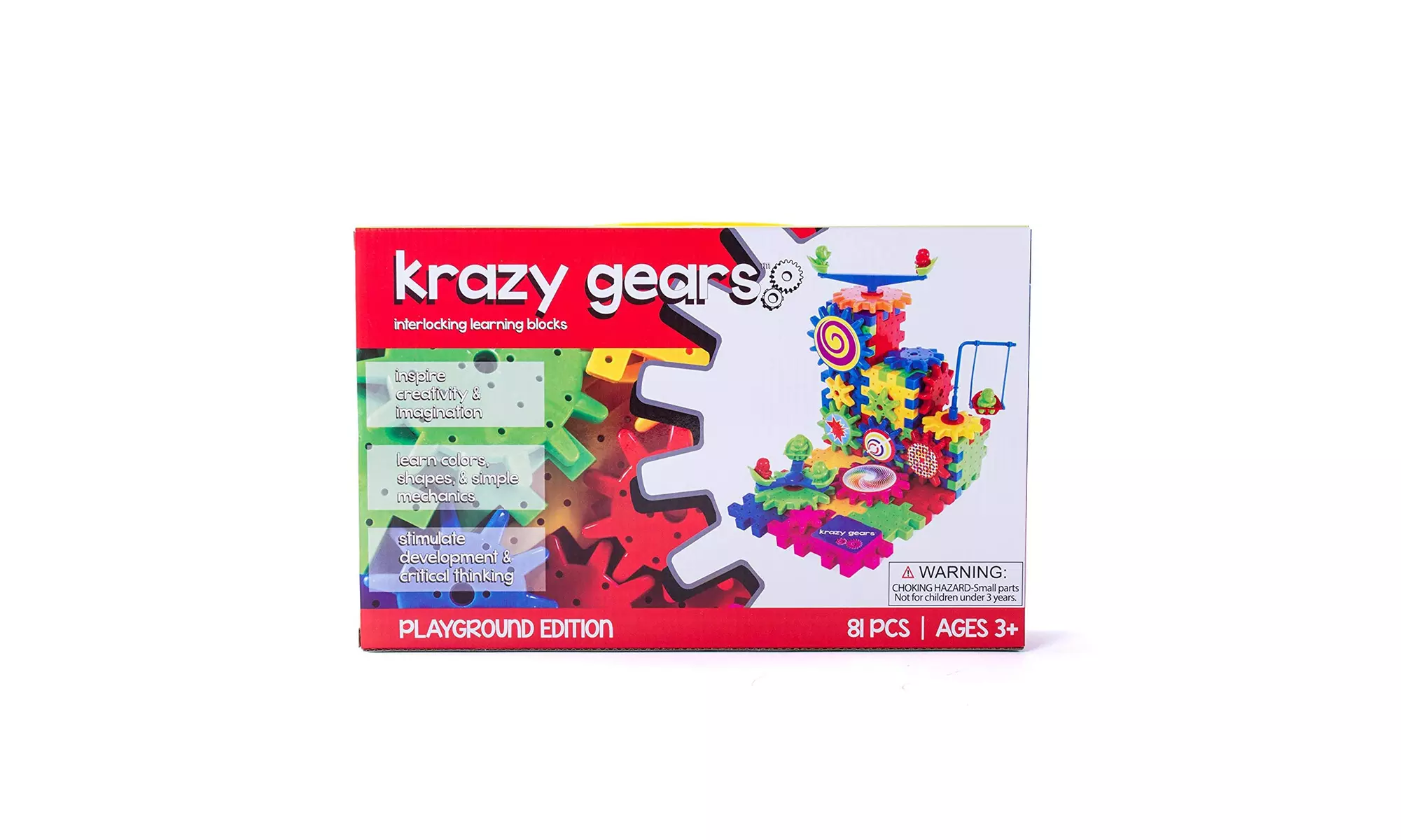Krazy Gears Gear Building Toy Set - 81 Piece Motorized Learning Blocks - Second Medium
