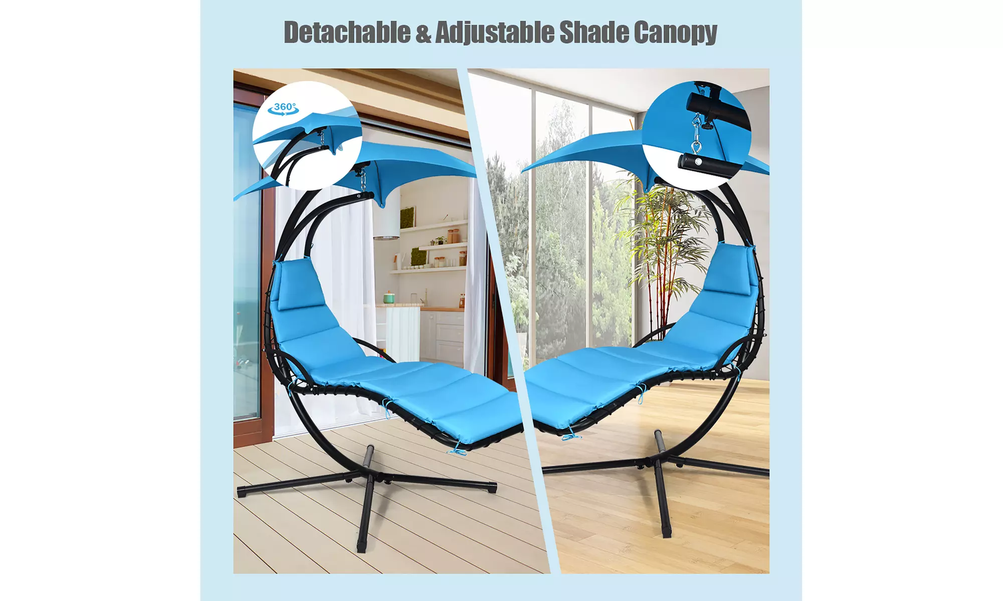 Costway Hanging Swing Chair Hammock Chair w/ Pillow Canopy Stand 3 colors