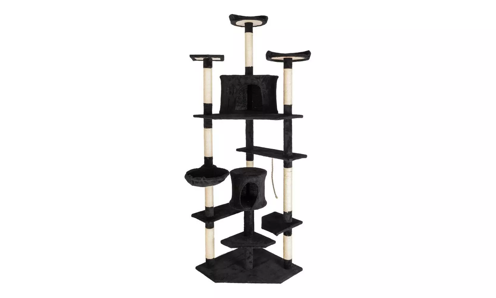 80" Solid Cute Sisal Rope Plush Cat Climb Tree Cat Tower Black - Primary Image