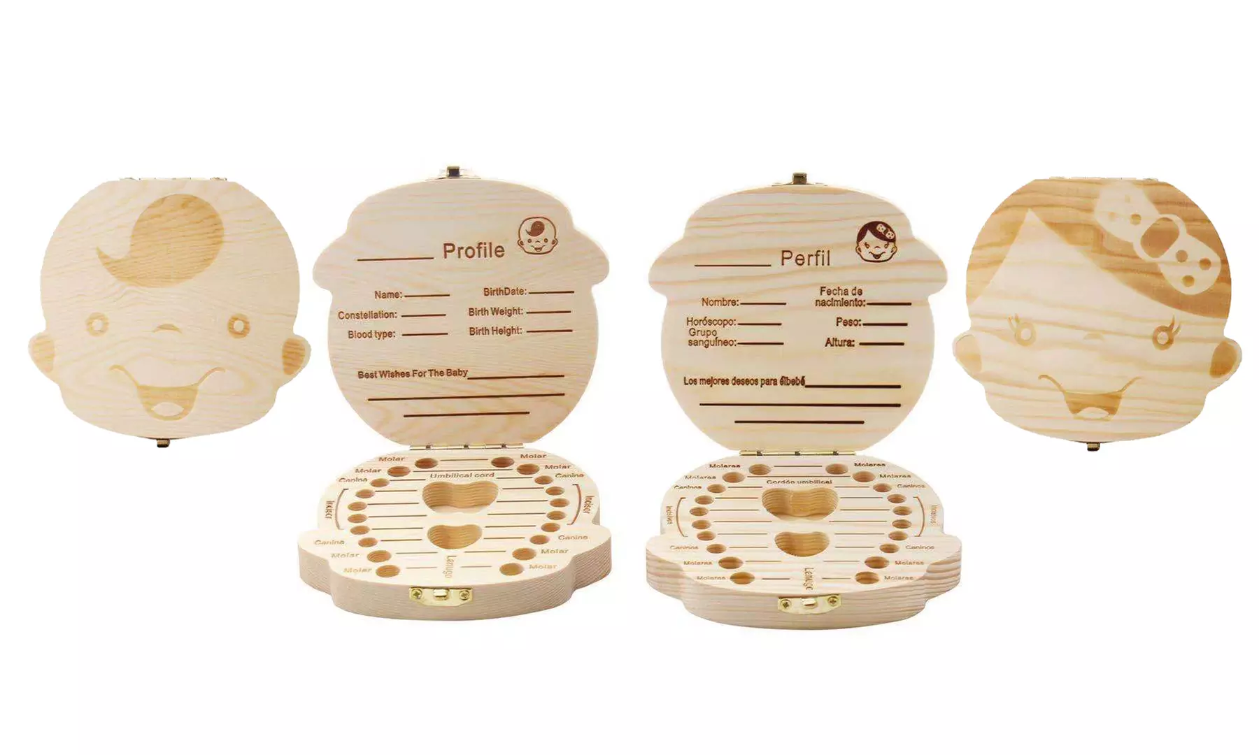 Baby Teeth Wooden Keepsake Box (English or Spanish) - Primary Image