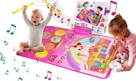 BabyLuv Musical Play Mat For Toddlers With 55 Sounds Piano Keys & Drums Princess