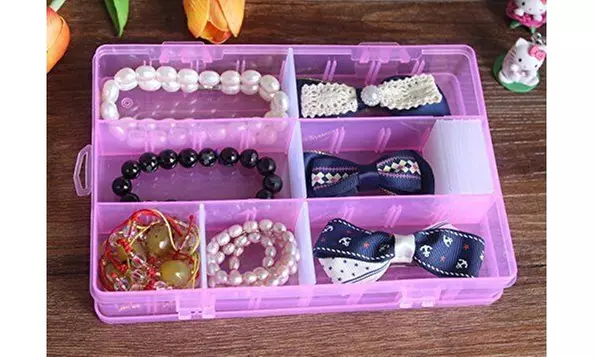 2-Pack 24 Grids Plastic Storage Box Jewelry Earring Tool Containers Organizer