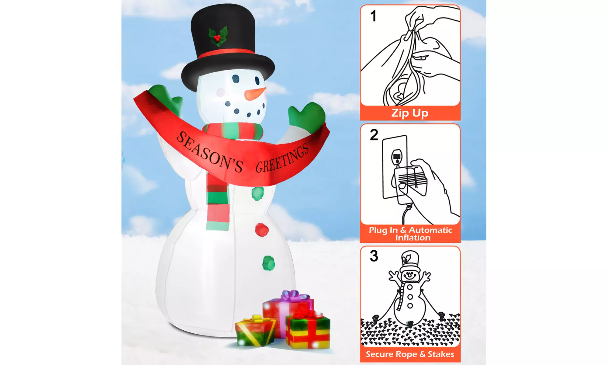 Costway Inflatable 6FT LED Christmas Snowman Blow-Up Holiday Party Decorations
