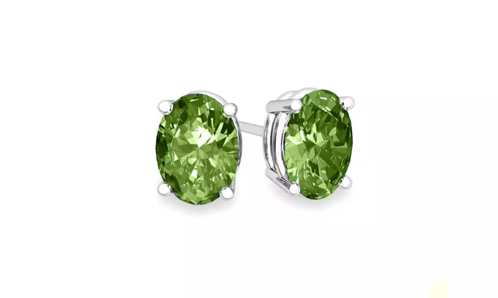 Oval Cut Genuine Peridot Studs - Primary Image