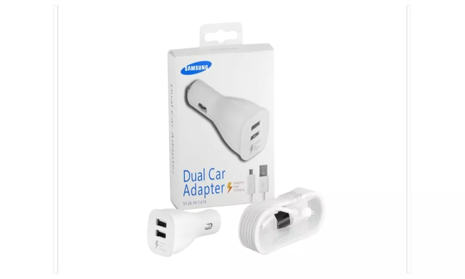 Original Samsung Car Charger Dual Port Adaptive Rapid Fast Charger 