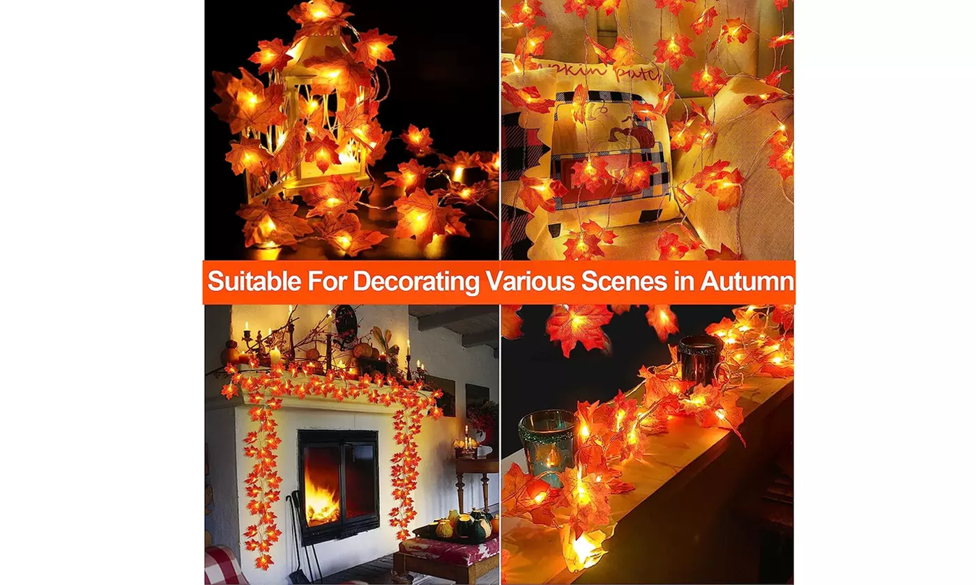 ItBelongs2U Fall Maple Leaf Style String Lights for Halloween Christmas Party 