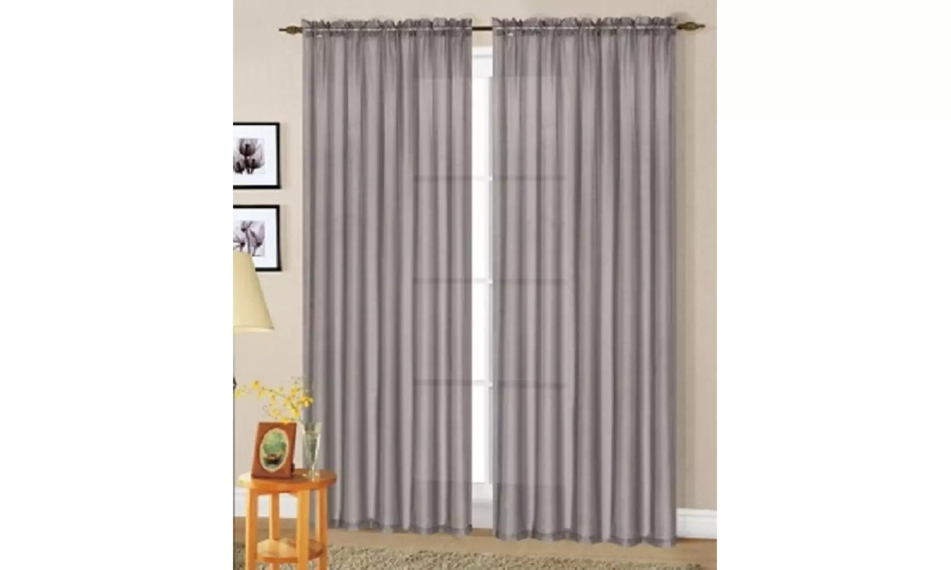 Dayton Collection: Sheer Rod Pocket Curtain Panels (2-Pack)