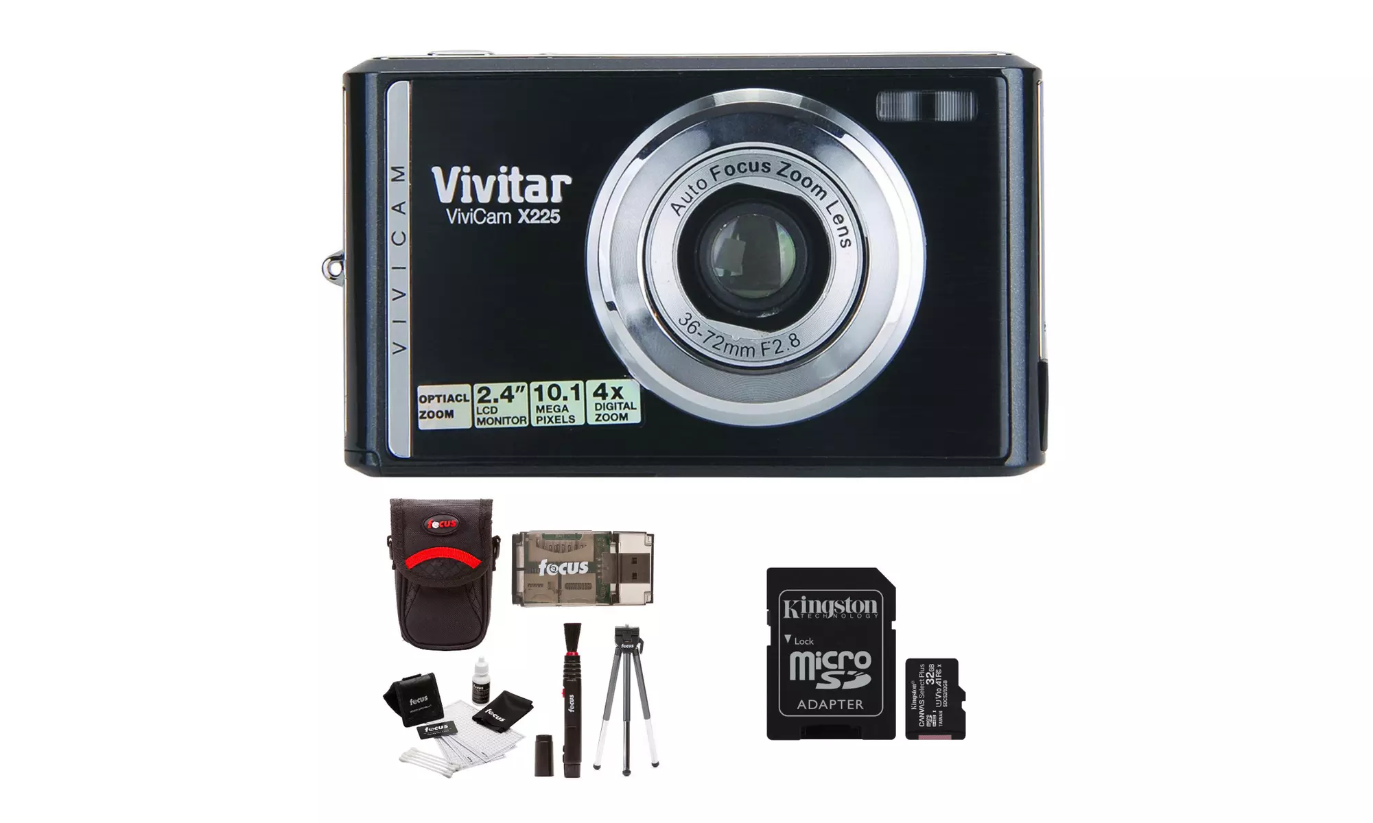 Vivitar ViviCam X225 10.1MP Digital Camera with 32GB Card and Accessory Bundle - Primary Image