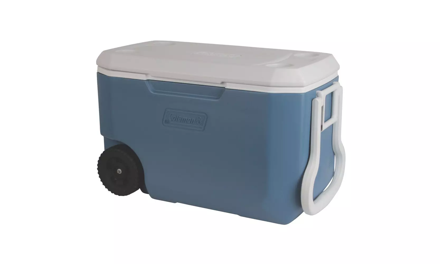 Coleman 62-Quart Xtreme 5-Day Heavy-Duty Cooler with Wheels, Blue/White - Primary Image